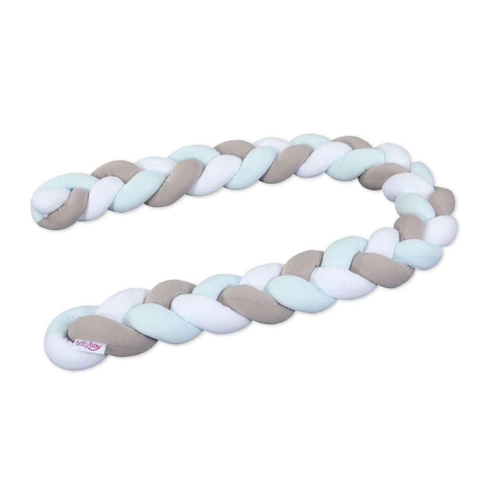 entourage de lit tressée – blanc / beige / aqua