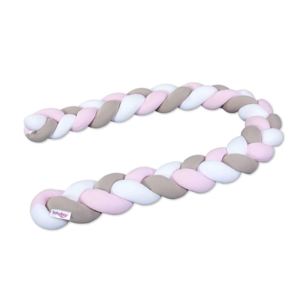 entourage de lit tressée – blanc / beige / rosé